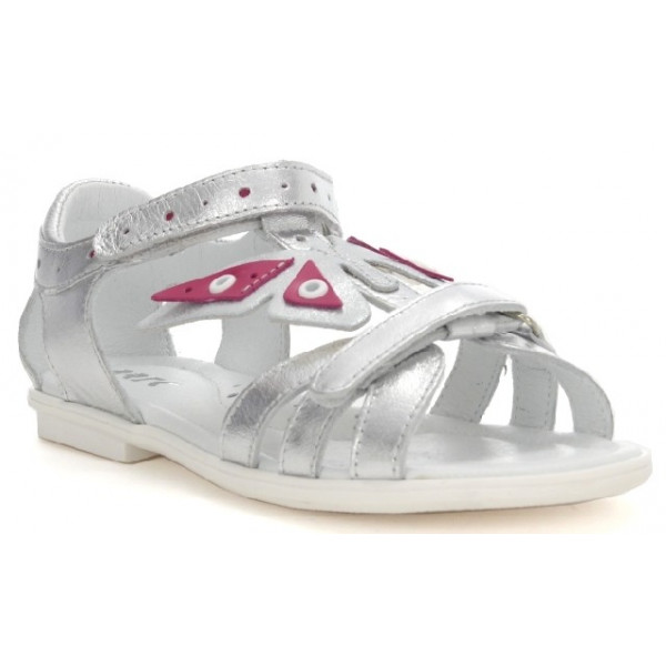 Eleganckie srebrne sandały dla dziewczynki na lato z motylem Bartek w-36209/12d