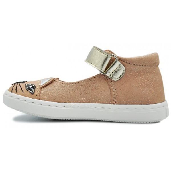 Brokatowe eleganckie balerinki dla dziewczynek z kotkiem Mido 20-17 Róż-Brokat