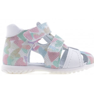 Sandały Buty Emel e 2437c Dziewczęce Półsandały na Rzepy - Pastelowe Serduszka
