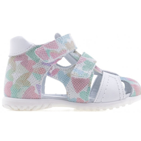 Sandały Buty Emel e 2437c Dziewczęce Półsandały na Rzepy - Pastelowe Serduszka