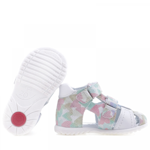 Sandały Buty Emel e 2437c Dziewczęce Półsandały na Rzepy - Pastelowe Serduszka