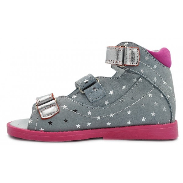 Sandały Buty Mido 800  gwiazdki Dziewczęce Sandały na Rzepy - Srebne Gwiazdki
