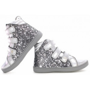 Trampki Srebrne Dziewczęce W Kropki Trzewiki Bartek t-14364-0s/saw