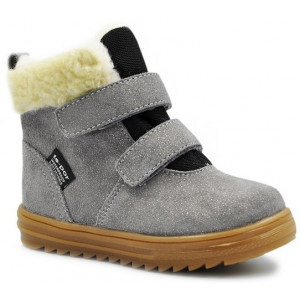 Szare Ocieplane Kozaki Na Zimę z brokatem Mido 22-21 32-21