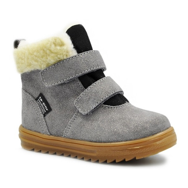 Szare Ocieplane Kozaki Na Zimę z brokatem Mido 22-21 32-21