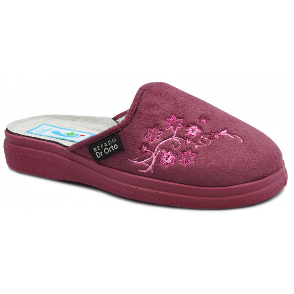 Eleganckie Kapcie Damskie Na Jesień DR ORTO 132D014 Bordowe