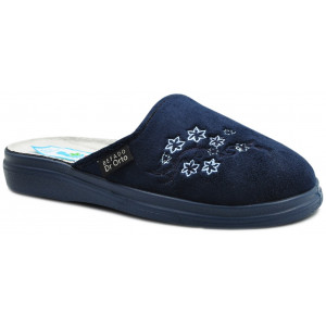 Kapcie Damskie Granatowe Miękkie Wygodne DR ORTO 132D012 W Kwiaty