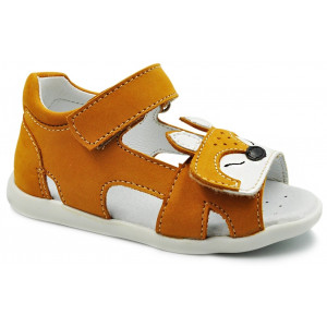 Sandały Buty Mido 21-20 żółty Sandałki z wygodnym zapięciem na Rzep z uroczym Liskiem