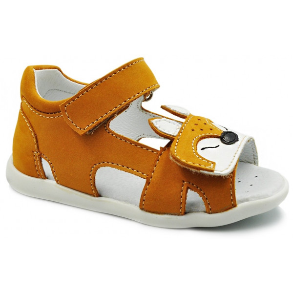 Sandały Buty Mido 21-20 żółty Sandałki z wygodnym zapięciem na Rzep z uroczym Liskiem