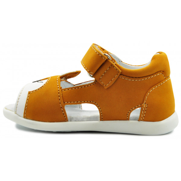 Sandały Buty Mido 21-20 żółty Sandałki z wygodnym zapięciem na Rzep z uroczym Liskiem