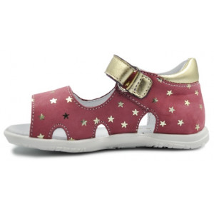 Sandały Buty Mido 162 wrzos-gwiazdki Dziewczęce Sandały na Rzep w Złote Gwiazdki