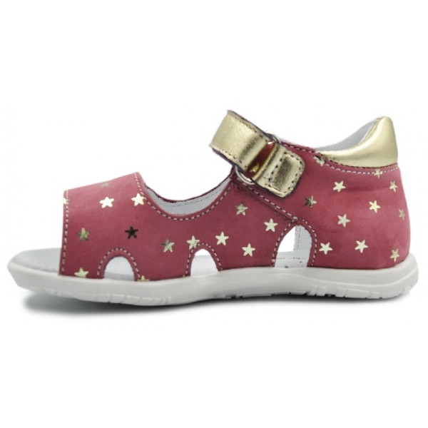 Sandały Buty Mido 162 wrzos-gwiazdki Dziewczęce Sandały na Rzep w Złote Gwiazdki