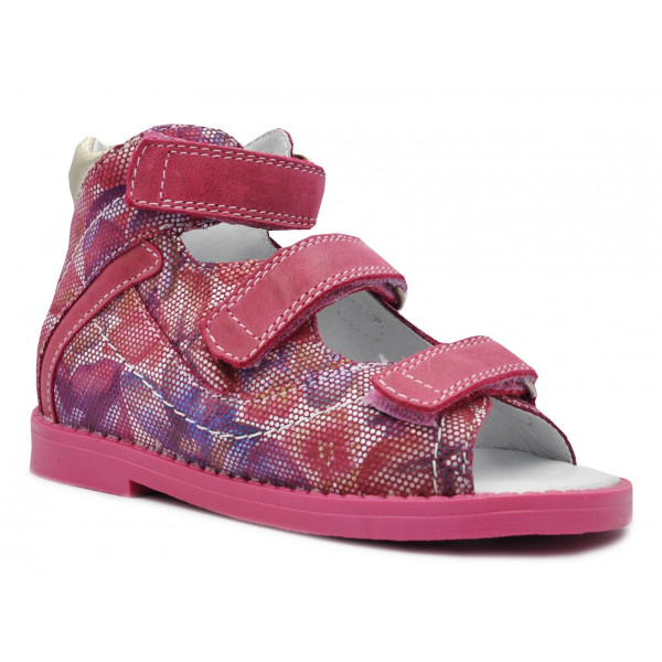 Sandały Buty Mido 800 Dziewczęce Sandały na Rzepy kwiaty-róż