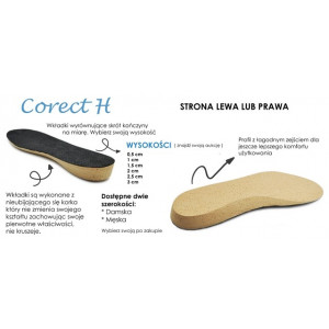 Wkładka Ortopedyczna Wyrównująca Prawa Szeroka Skrót 3cm CORRECT H