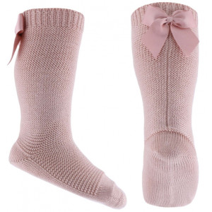 Podkolanówki Dla Dziewczynek Z Kokardką Emel esk 202-1 Różowe