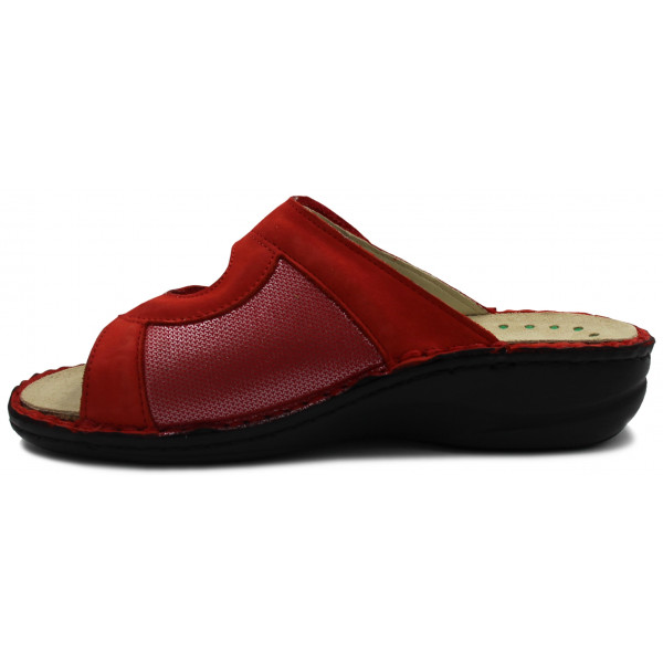 Klapki Damskie Z Miękką Wkładką Ze Skóry Naturalnej Grünland Dara Rosso