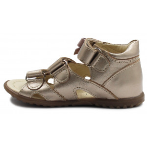 Sandały Buty Emel e 2090a-2 Dziewczęce Sandałki na Rzepy z Kokardką - Metaliczny kolor