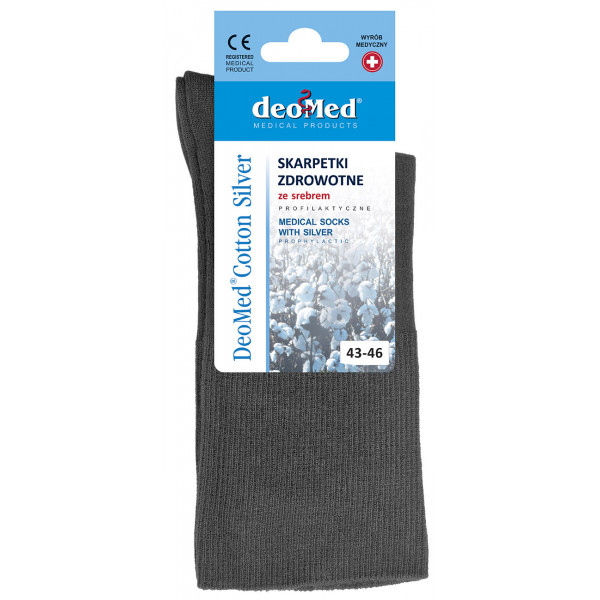 Skarpetki z jonami srebra dla diabetyków szare DeoMed Cotton Silver