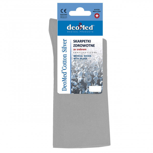 Skarpety medyczne z jonami srebra Ag popielate DeoMed Cotton Silver