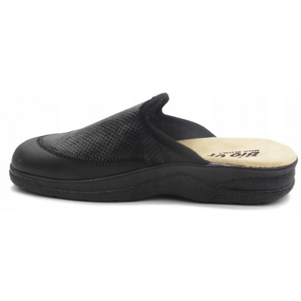Męskie buty domowe kapcie czarne Bio Up GE 653 Poland/Mono Nero