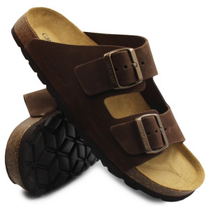 Klapki Męskie Skórzane Na...