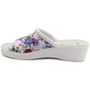 Damskie klapki na lato do pracy w kwiaty Sanital-Flex 698 fantazja