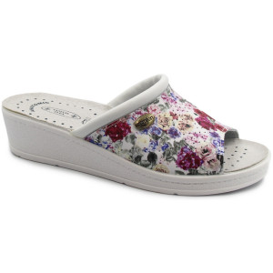 Damskie klapki na lato do pracy w kwiaty Sanital-Flex 698 fantazja