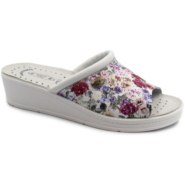 Damskie klapki na lato do pracy w kwiaty Sanital-Flex 698 fantazja