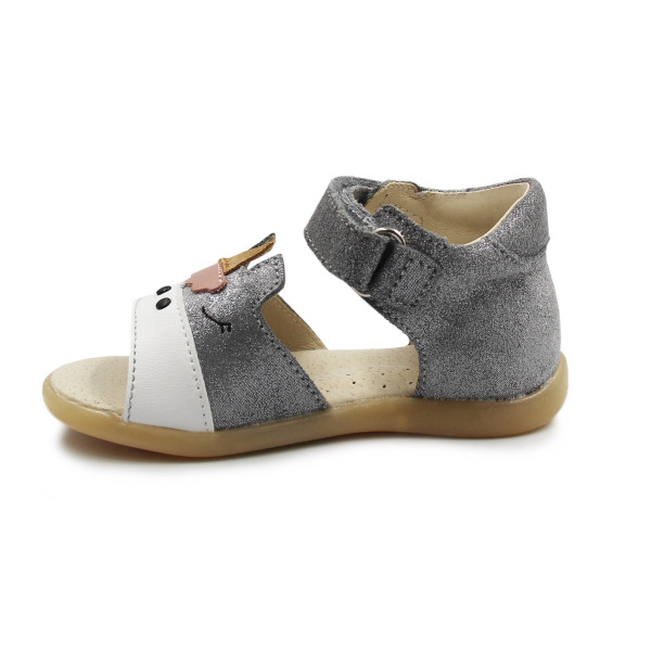 Sandały Dla Dziewczynki Z Jednorożcem Mido 21-27 Szary-Satyna