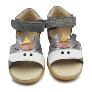 Sandały Dla Dziewczynki Z Jednorożcem Mido 21-27 Szary-Satyna