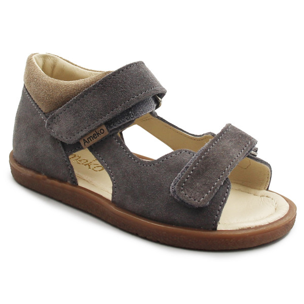Szare Profilaktyczne Sandały Dla Chłopca Ameko Plain-Stone