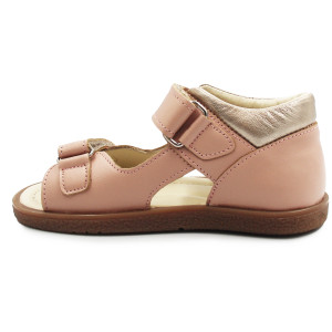 Dziewczęce Skórzane Różowe Sandały Profilaktyczne Ameko plain-nude