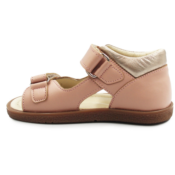 Dziewczęce Skórzane Różowe Sandały Profilaktyczne Ameko plain-nude