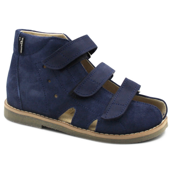 Sandałki Dziecięce Skórzane Na Rzepy Granat Aurelka 1073 basic