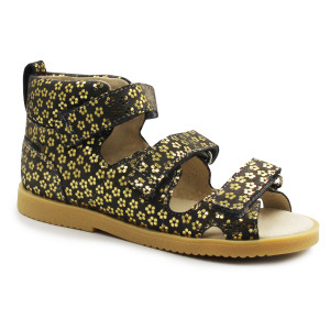 Sandały Dla Dziewczynki Profilaktyczne Mido 815 antracyt kwiaty