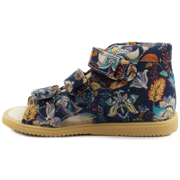 Kapcie do przedszkola i szkoły dla dziewczynki profilaktyczne Mido 816 granat kwiaty