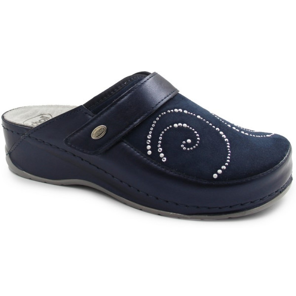 Klapki damskie na koturnie Scholl Gemini Strap mf308871040 Navy Blue