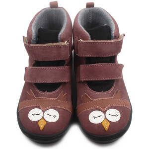 Buty dla dziewczynki ocieplane MIDO Sowa Nubuk Rzepy 22-20 Róż