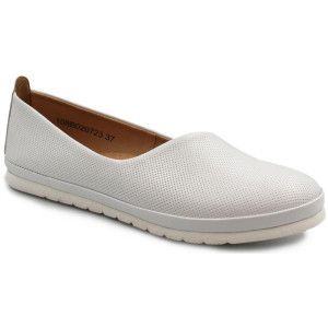 Eleganckie Baleriny Ze Skóry Naturalne Białe Damskie Dlastopy 02