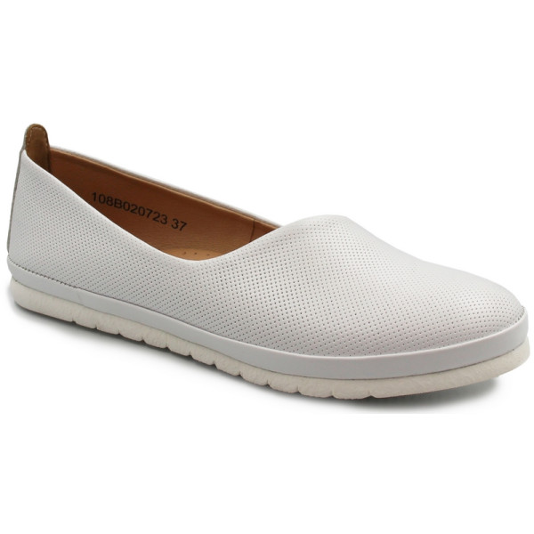 Eleganckie Baleriny Ze Skóry Naturalne Białe Damskie Dlastopy 02