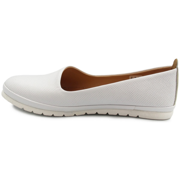 Eleganckie Baleriny Ze Skóry Naturalne Białe Damskie Dlastopy 02