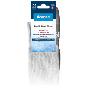 Skarpety zdrowotne frotte z jonami srebra popielate Medic Deo Silver