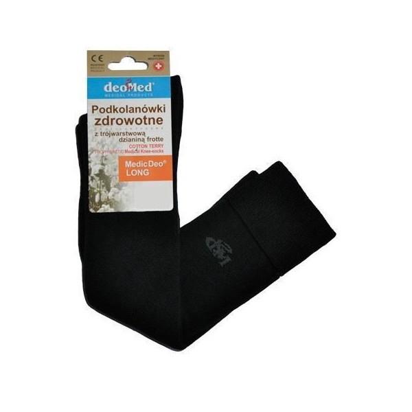 Skarpetki zdrowotne z trójwarstwową dzianiną frotte czarne Medic Deo Long