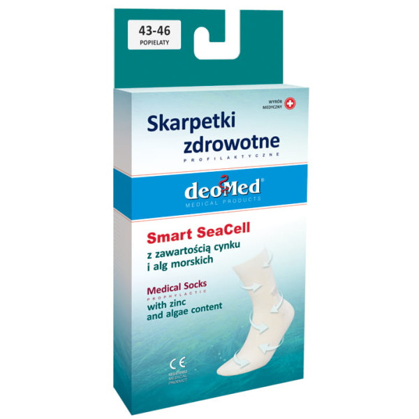 Skarpetki zdrowotne z tlenkiem cynku i algami morskimi szare Smart SeaCell