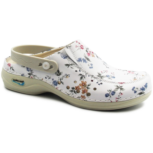 Klapki Damskie Do Pracy Skórzane Białe Nursing Care wg4apf1