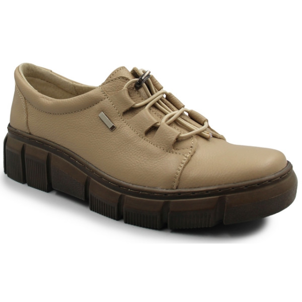 Damskie Buty Skórzane Eleganckie Beżowe Helios 407