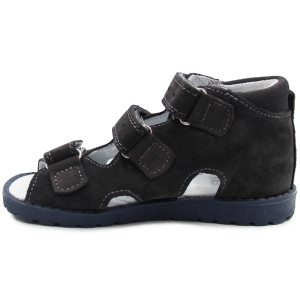 Kapcie dla dzieci ze skóry naturalnej i obcasem thomasa Kornecki OR 03 ciemny szary