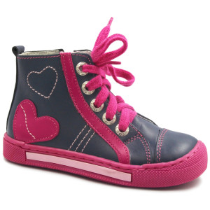 Skórzane trampki dla dziewczynki na zamek w serduszka Dawid 1122