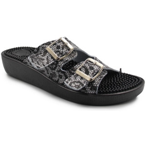 Klapki Damskie Masujące Stopy Fakirki 03/C2F Pizzo Bianco/Nero Fin Flex