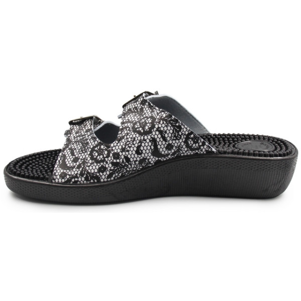 Klapki Damskie Masujące Stopy Fakirki 03/C2F Pizzo Bianco/Nero Fin Flex